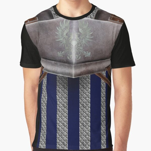 Grey Warden Commander graphic design on a grey t-shirt for Dragon Age fans